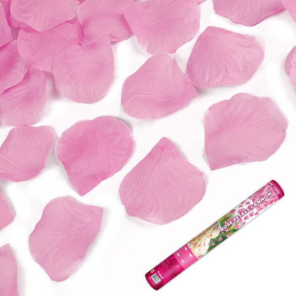 Vystřelovací konfety 40 cm - růžové plátky růží ( 1 ks )