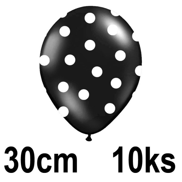 Balonek s puntíky - Ø 30 cm - černá / bílá ( 10 ks/bal )