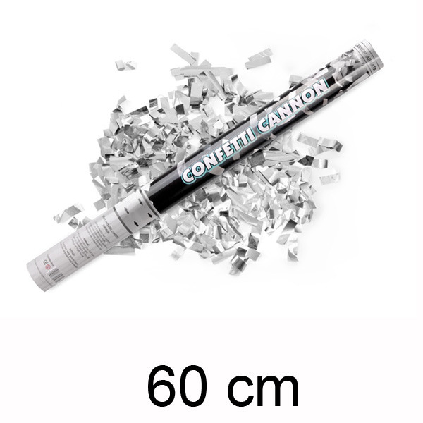 Vystřelovací konfety 60cm - metal stříbrná ( 1ks )