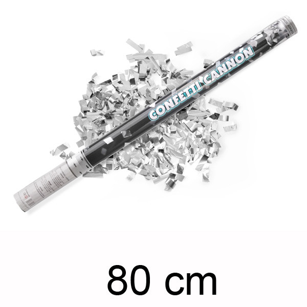 Vystřelovací konfety 80cm - metal stříbrná ( 1ks )