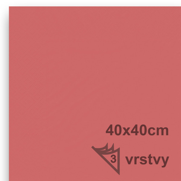 Ubrousky 40 x 40 cm - červená (50 ks/bal)