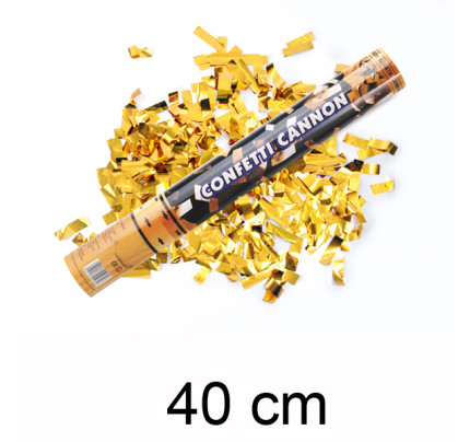 Vystřelovací konfety 40cm - metal zlatá ( 1ks )